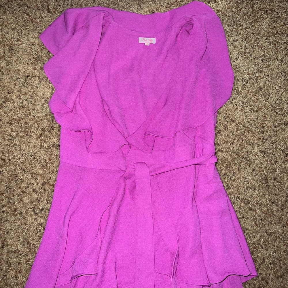 Pink Lily wrap romper.